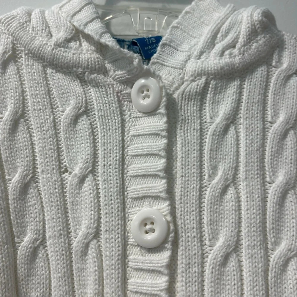 The Childrens Place Girls White Button Hoodie Sweater
